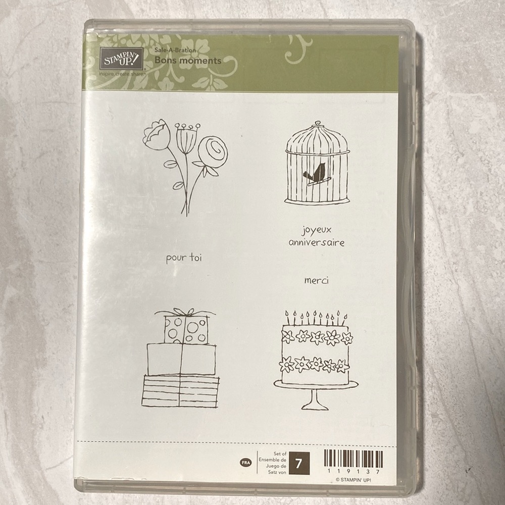 Stampin Up Bons Moments Rubber Stamp Set, 7 Piece